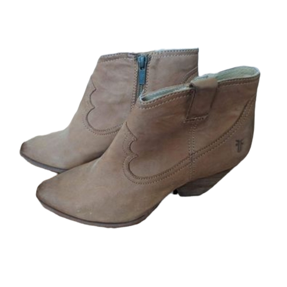 Frye Reina Leather Ankle Boots Booties size 7.5 Tan Color - Picture 2 of 4